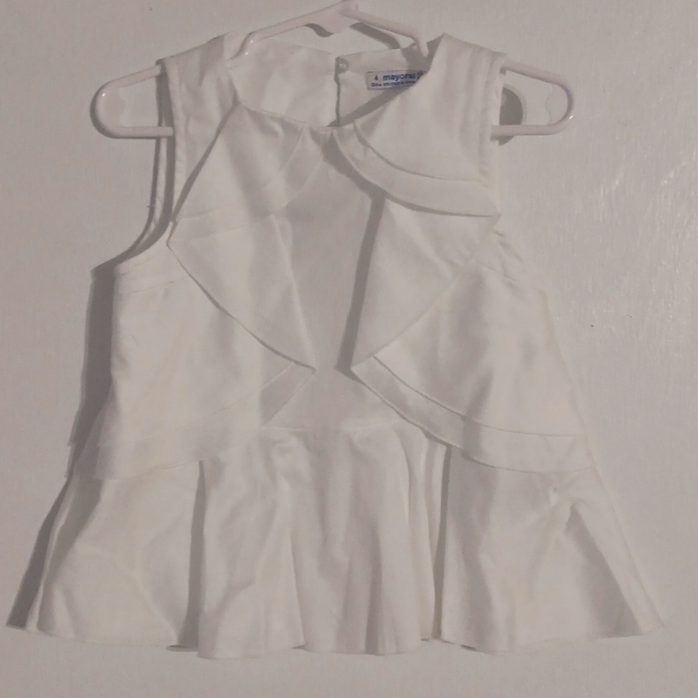Small girls white ruffle blouse